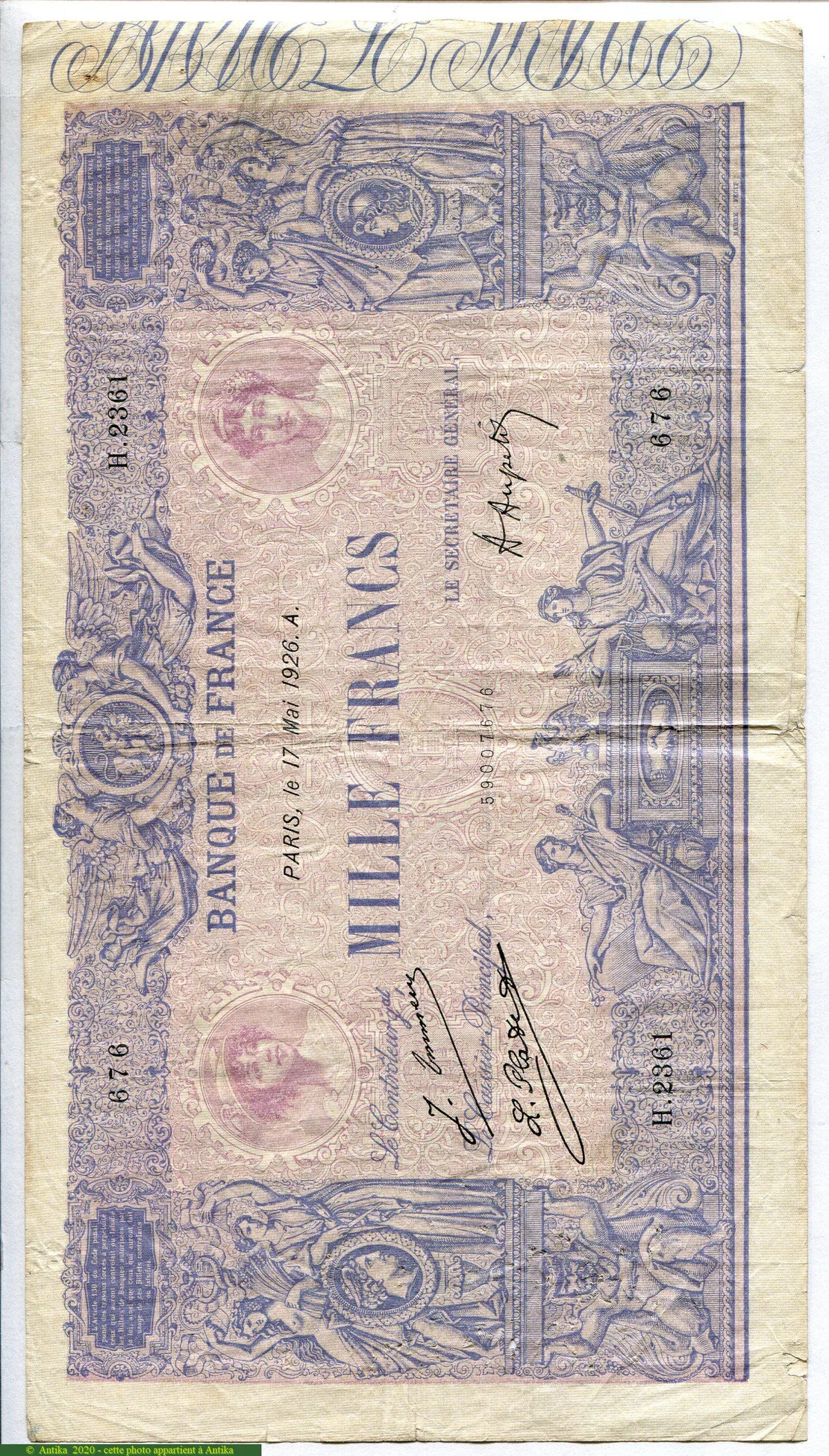 1000 FRANCS BLEU & ROSE - Type 1889