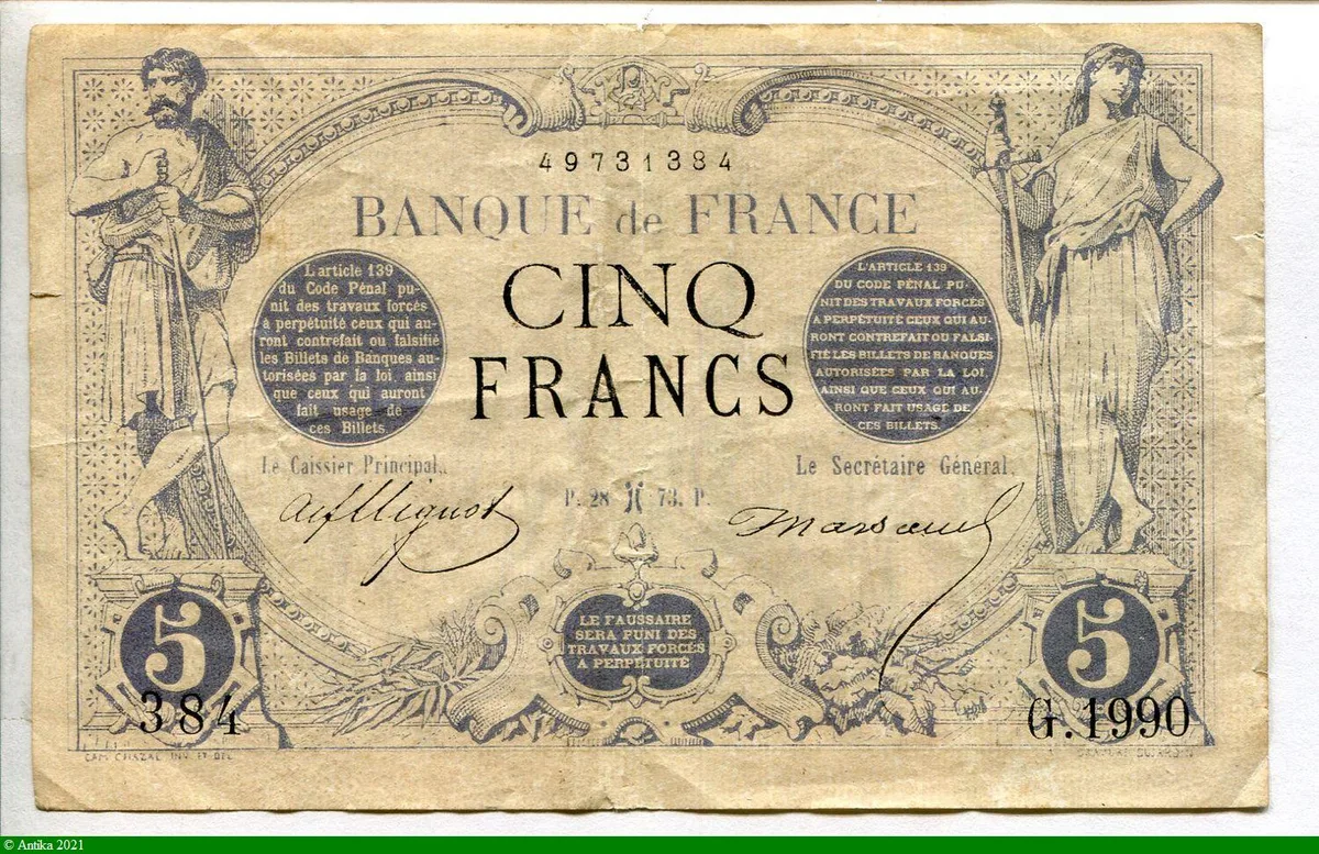 5 FRANCS NOIR - Type 1871