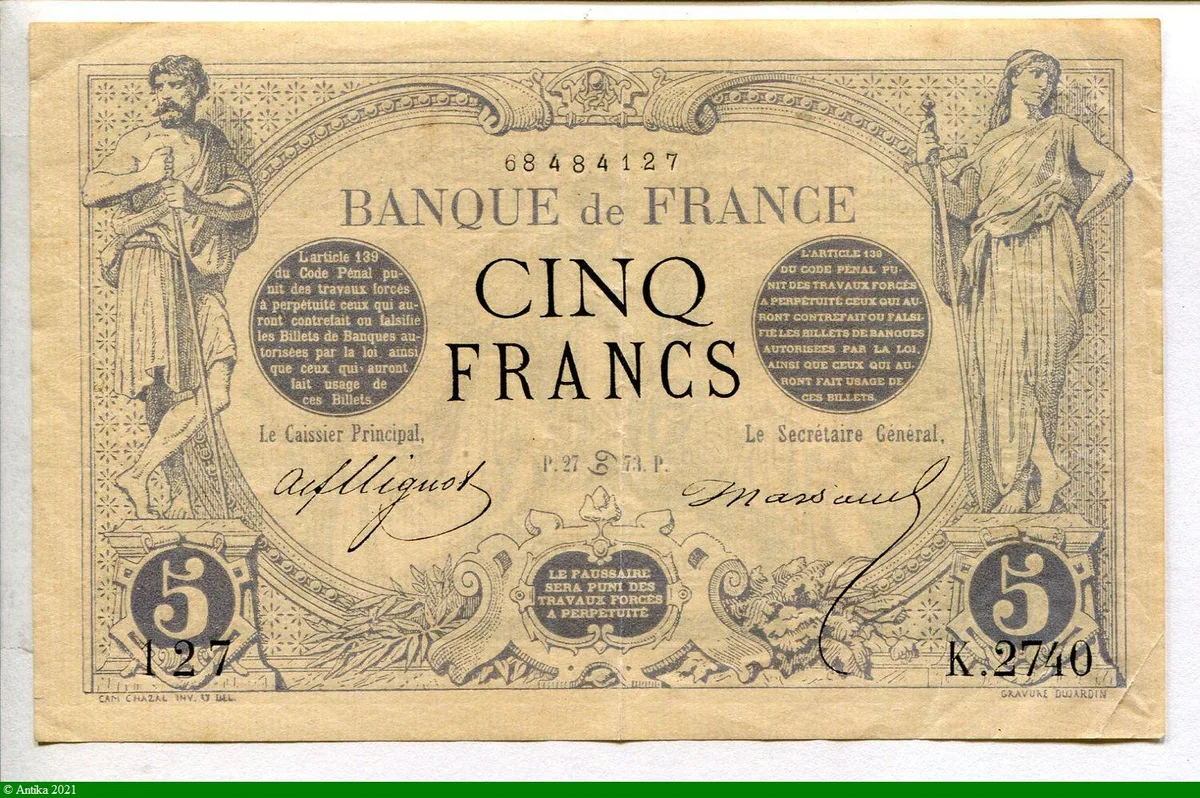 5 FRANCS NOIR - Type 1871