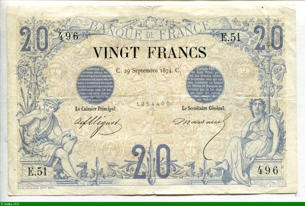 20 FRANCS NOIR - Type 1873