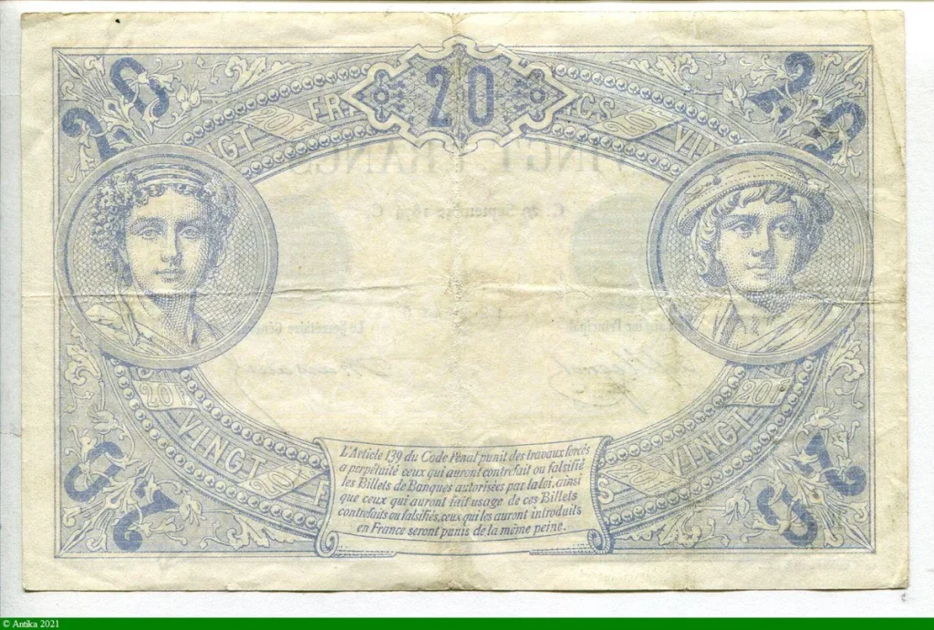 20 FRANCS NOIR - Type 1873
