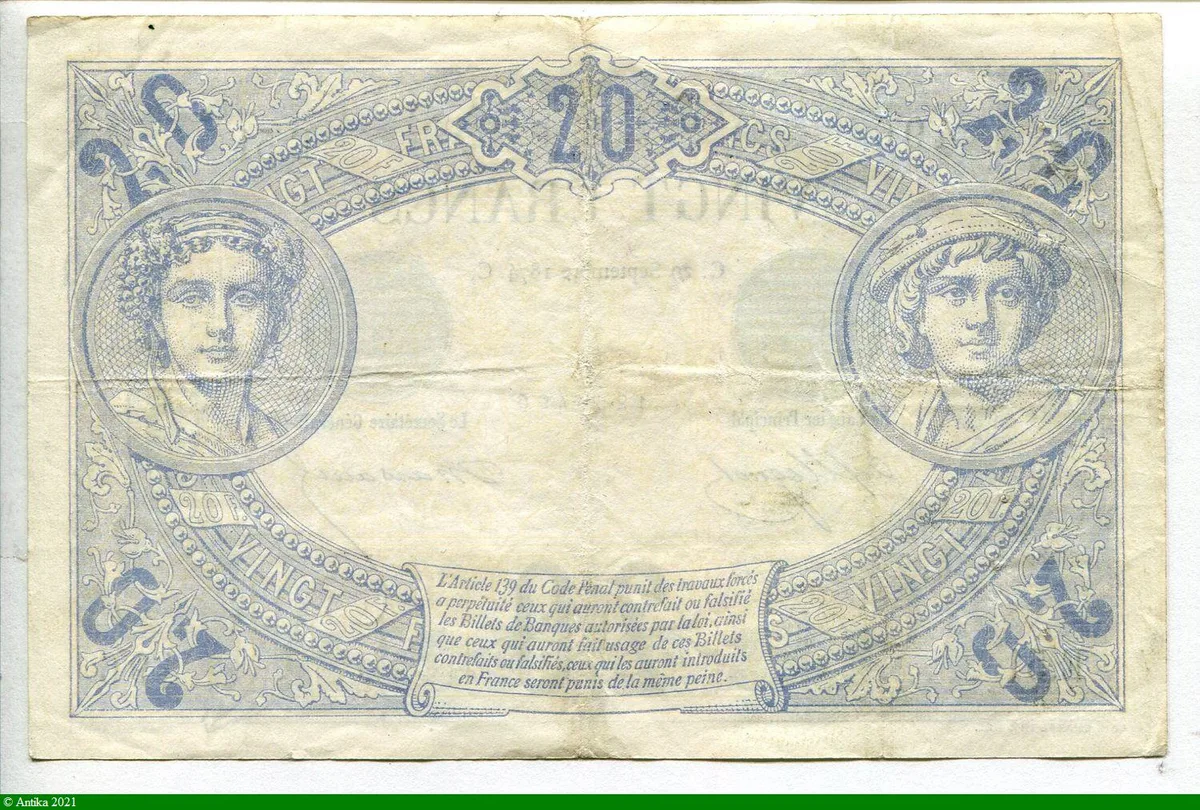 20 FRANCS NOIR - Type 1873