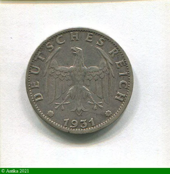 3 REICHSMARK Argt Aigle héraldique RARETE J:Hambourg