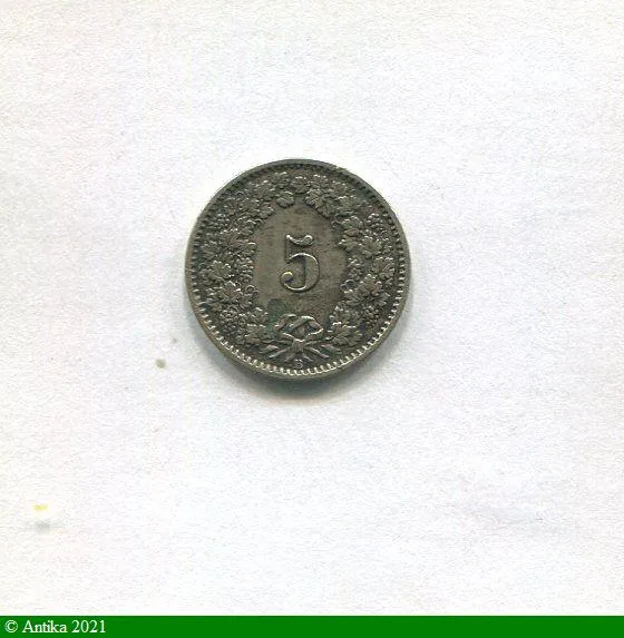 5 Centimes Billon (Croix Suisse) Helvétia Assez RARE