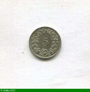 5 Centimes Billon (Croix Suisse) Helvétia RARE état