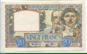 20 FRANCS SCIENCE & TRAVAIL - Type 1940