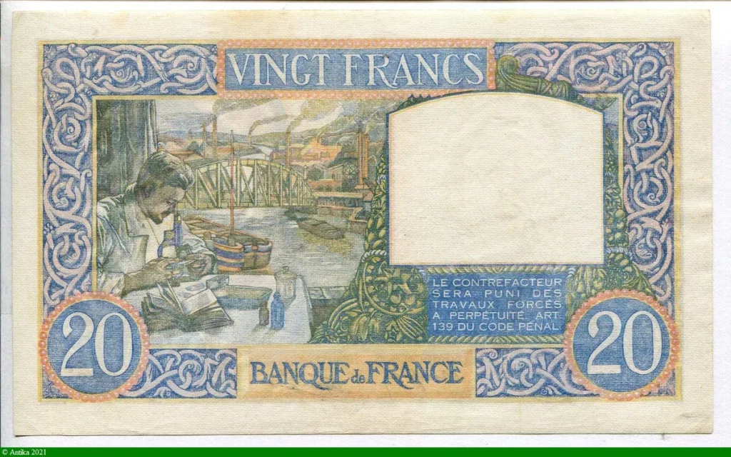 20 FRANCS SCIENCE & TRAVAIL - Type 1940