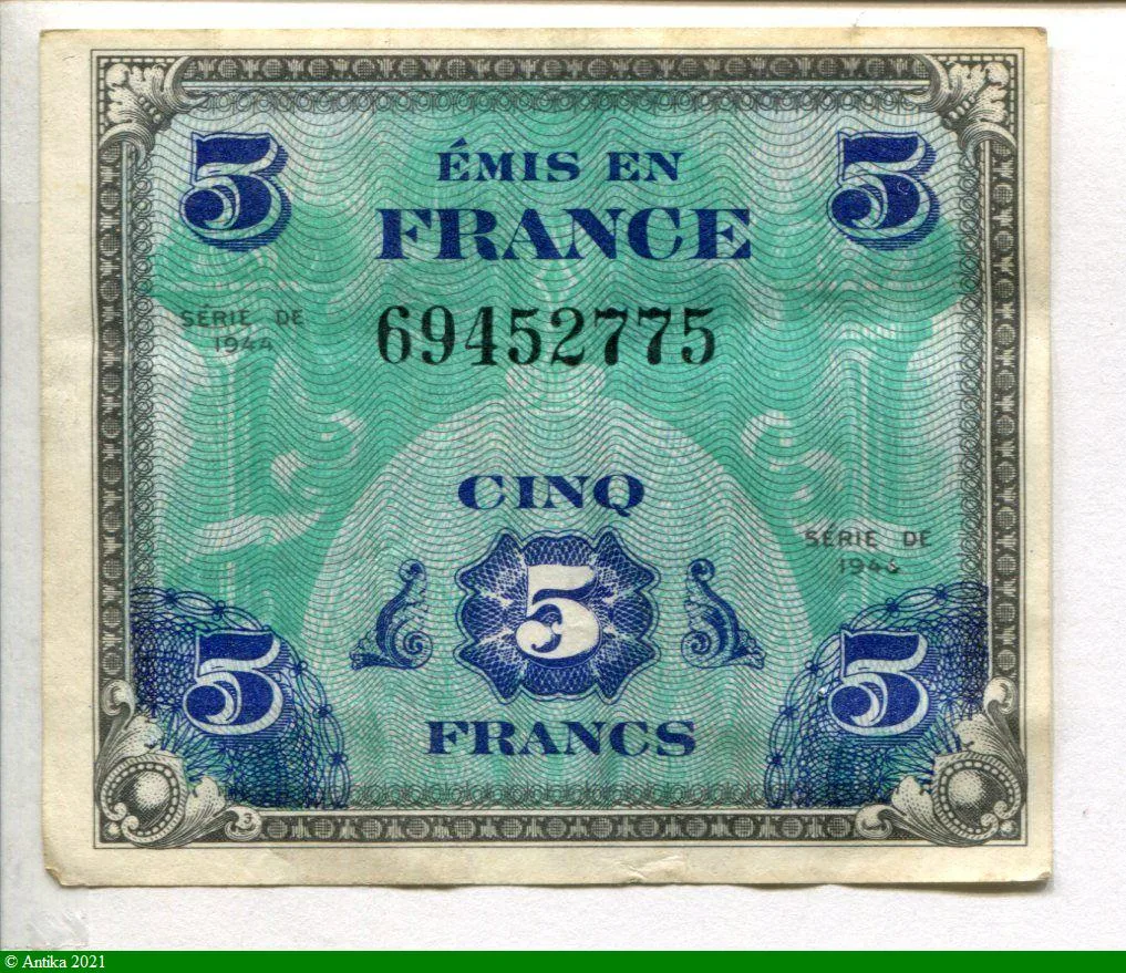 5 FRANCS Verso "Drapeau"