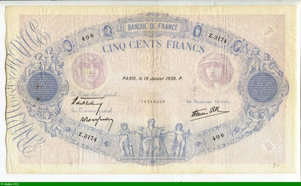 500 FRANCS BLEU & ROSE -Type 1888 modifié