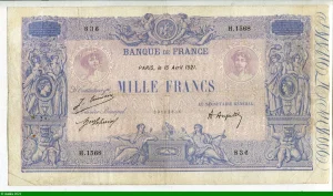 1000 FRANCS BLEU & ROSE - Type 1889