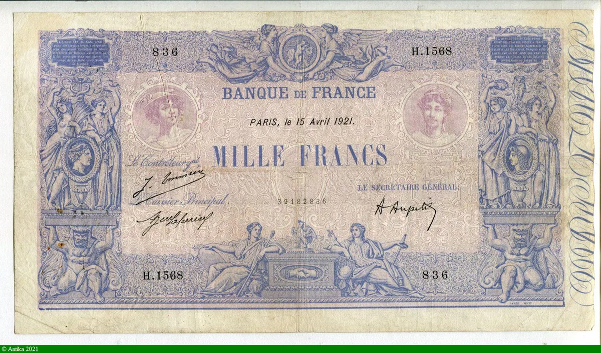 1000 FRANCS BLEU & ROSE - Type 1889