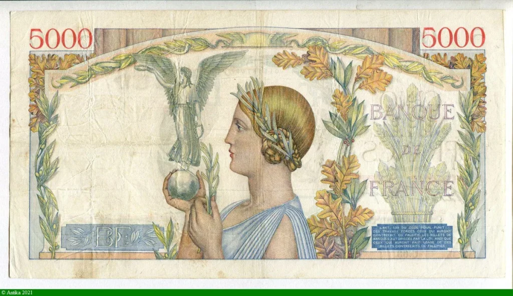 5000 FRANCS VICTOIRE - Type 1934 Impression à plat