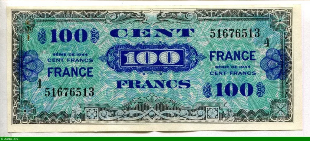 100 FRANCS Verso "France"