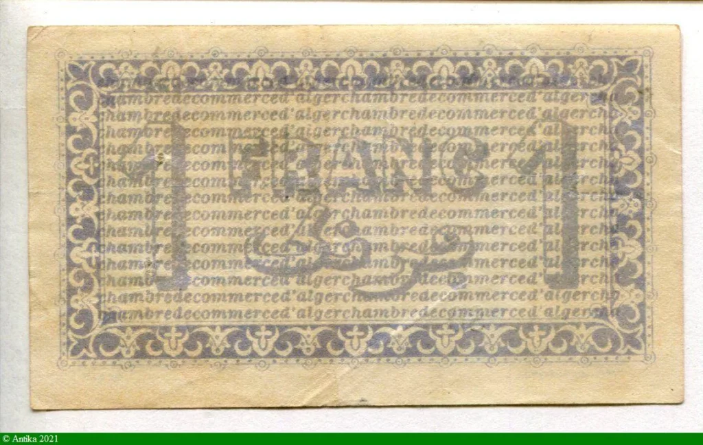 1 FRANC Chambre de Commerce Alger