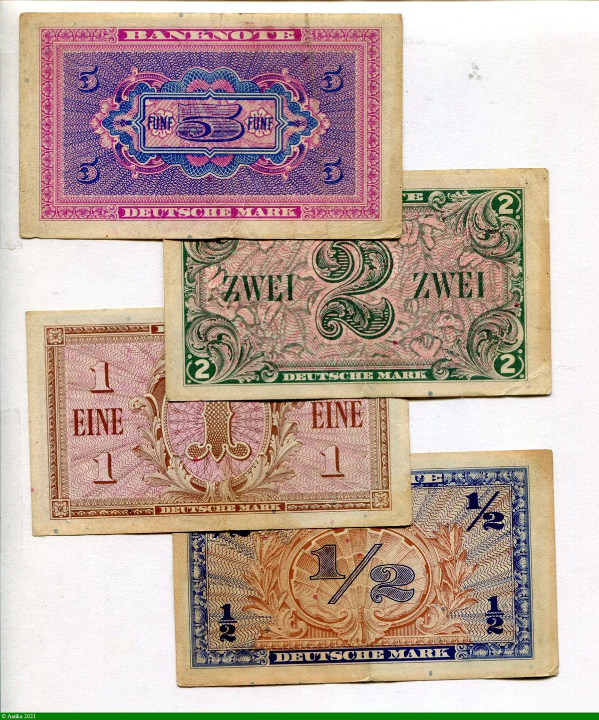 Lot de 4 Billets 1/2/1/2-5 & 5 Deutsche Mark Occupation Allié PROMOTION