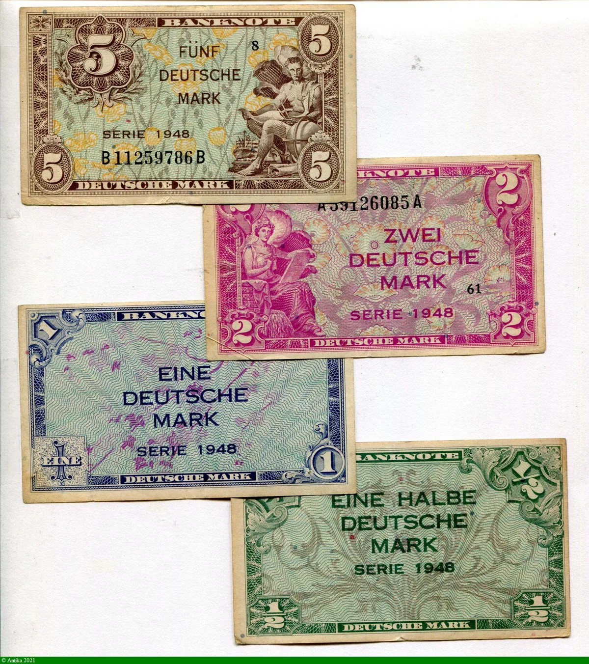 Lot de 4 Billets 1/2/1/2-5 & 5 Deutsche Mark Occupation Allié PROMOTION