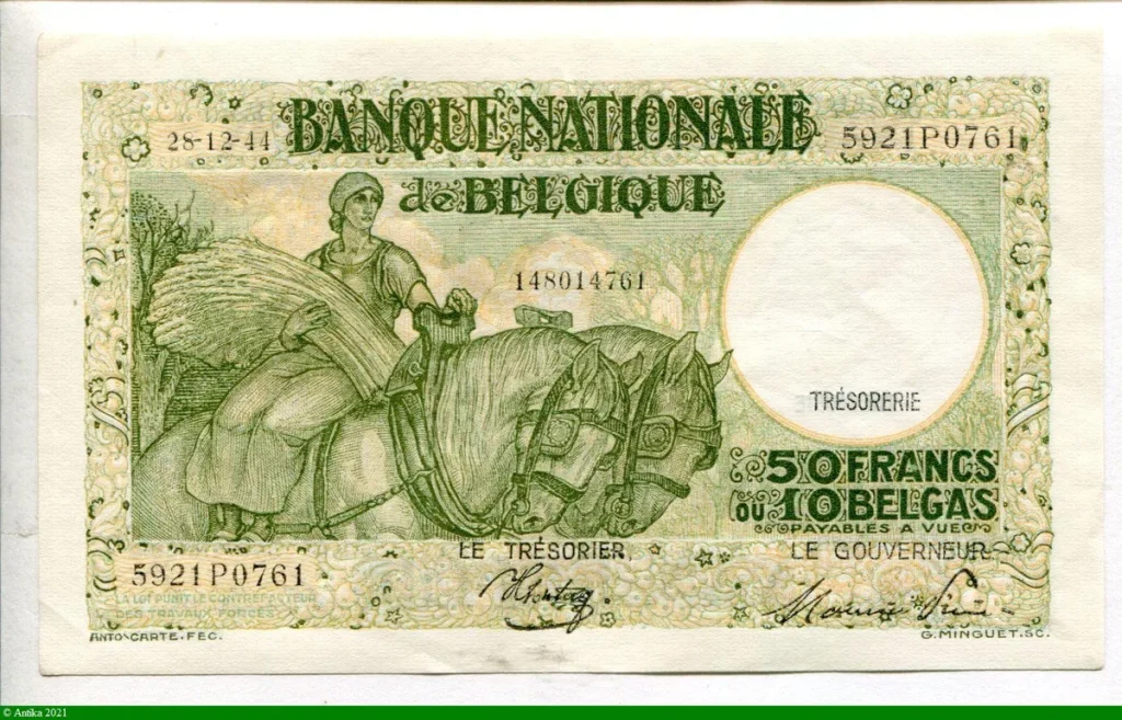 50 Francs-10 Belgas Paysanne portant du Blé * * * * *