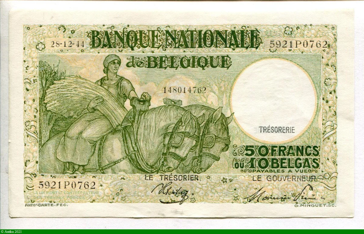 50 Francs-10 Belgas Paysanne portant du Blé * * * *