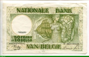 50 Francs-10 Belgas Paysanne portant du Blé * * *