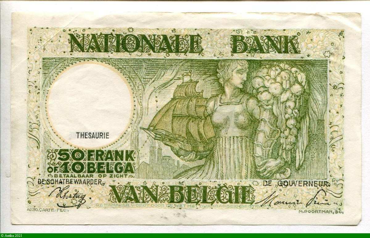 50 Francs-10 Belgas Paysanne portant du Blé * * *