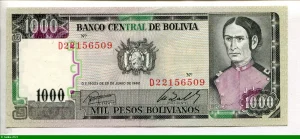 1000 Pesos Bolivianos Juana Azurday