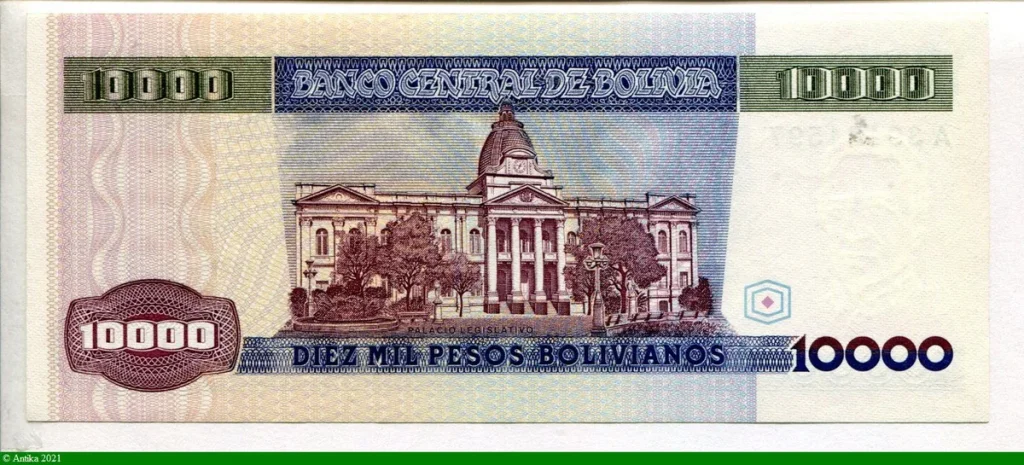 10000 Pesos Bolivianos Marshal Andres De Santa Cruz * *