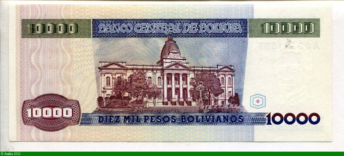 10000 Pesos Bolivianos Marshal Andres De Santa Cruz * *