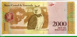 2000 Bolivares Guaicaipuro & Hibou Superbe Billet