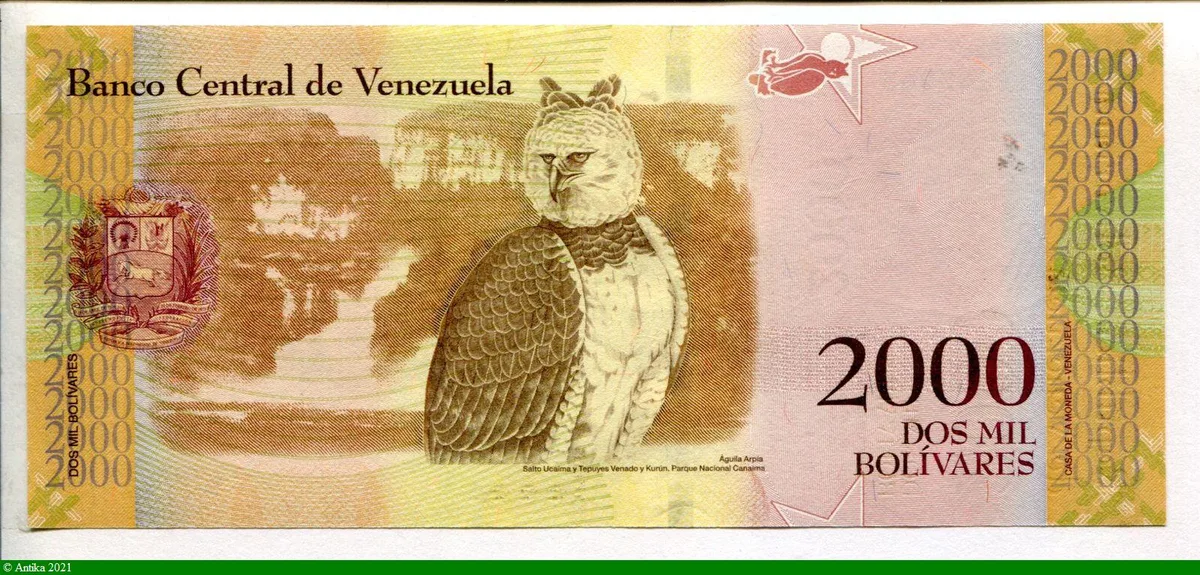 2000 Bolivares Guaicaipuro & Hibou Superbe Billet