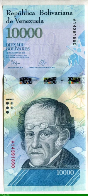 10 000 Bolivares Simon Rodriguez & Ours * * * * Superbe Billet