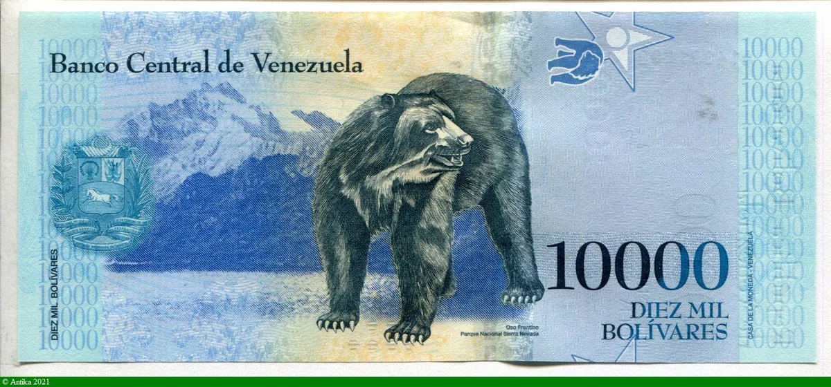 10 000 Bolivares Simon Rodriguez & Ours * * * * Superbe Billet