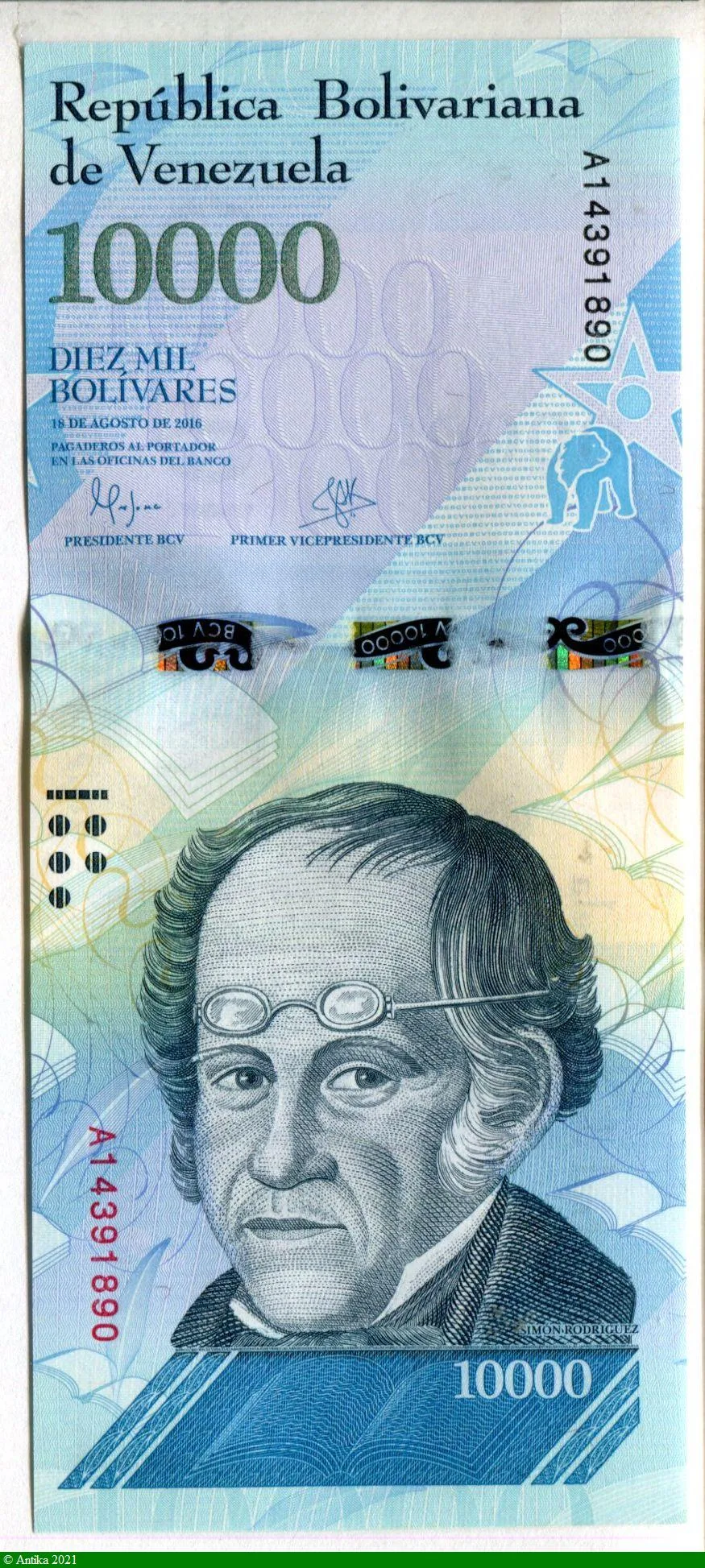 10 000 Bolivares Simon Rodriguez & Ours * * * * Superbe Billet