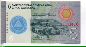 5 Cordobas Banque Nationale Polymère * * * *