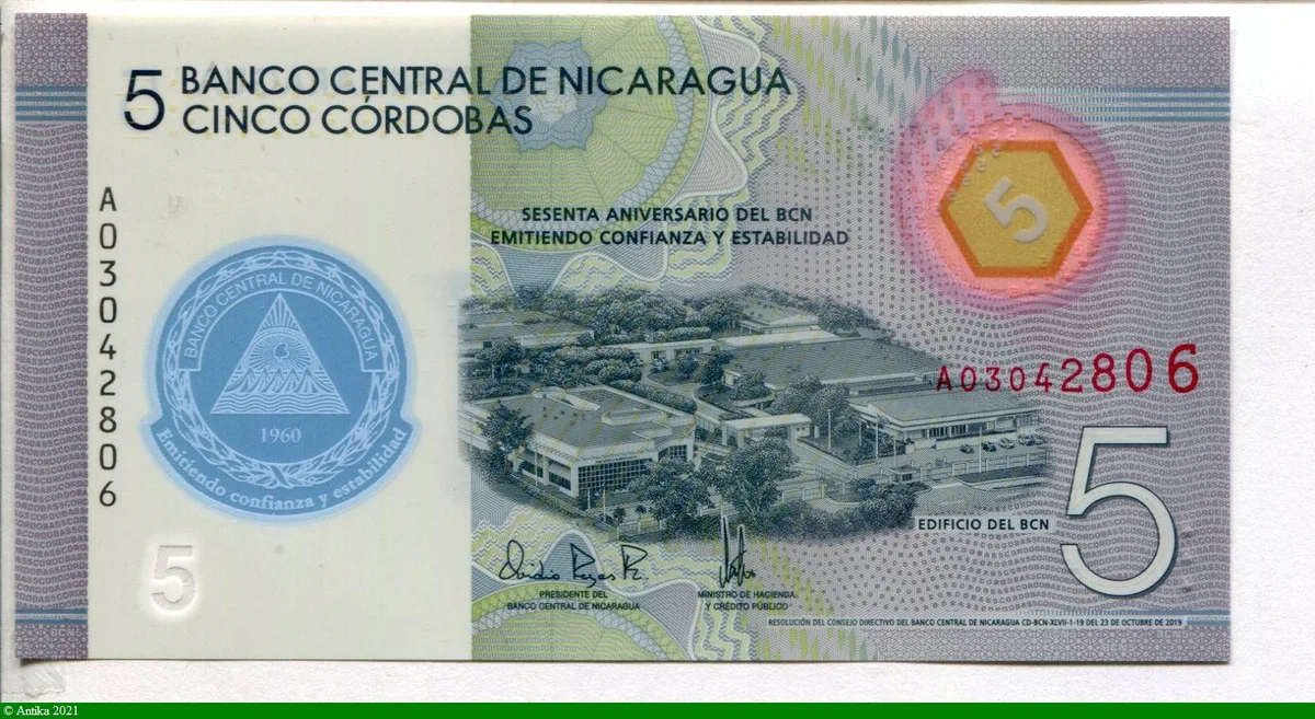 5 Cordobas Banque Nationale Polymère * * * *