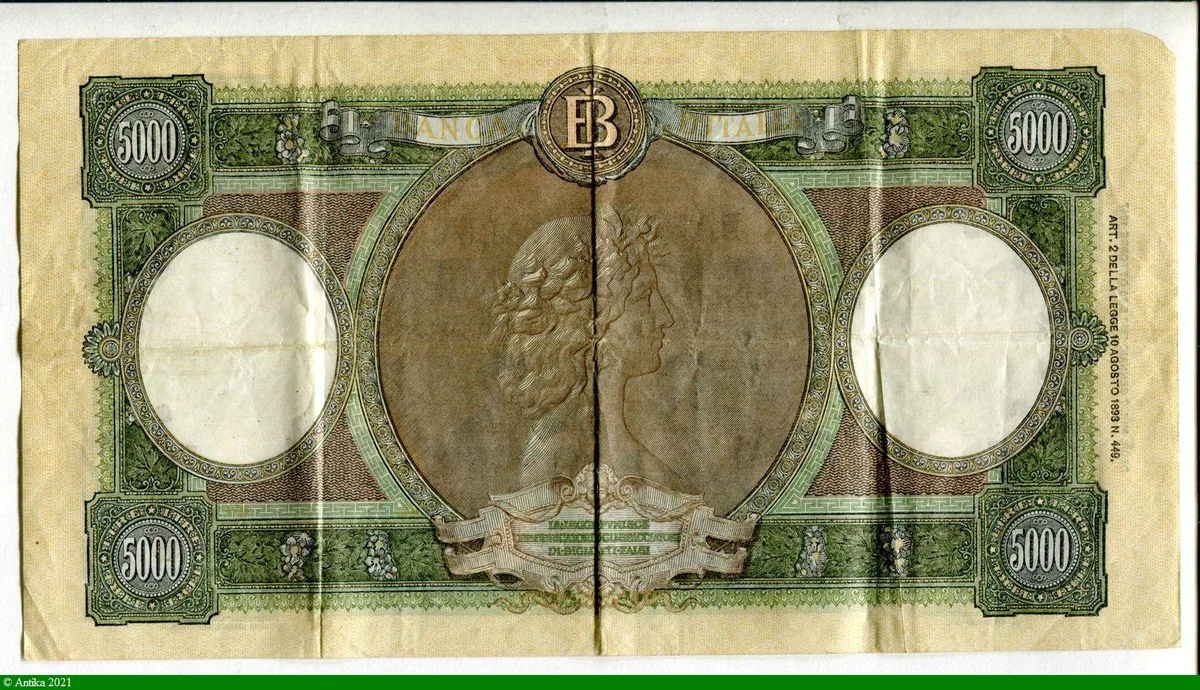 5000 Lire 2 Femmes assises (Léger manque coin sup gauche sinon TTB+)