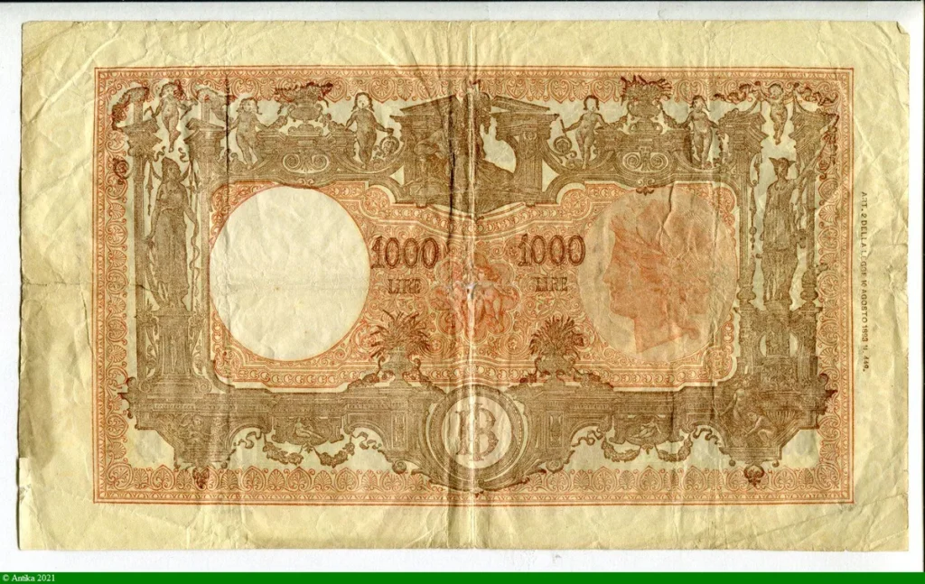 1000 Lire Violet & Marron Ornements