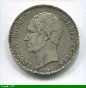 5 FRANCS Argt LEOPOLD Ier T.N 18000 ex RARE