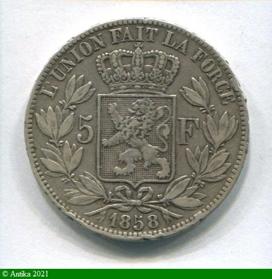 5 FRANCS Argt LEOPOLD Ier T.N 18000 ex RARE