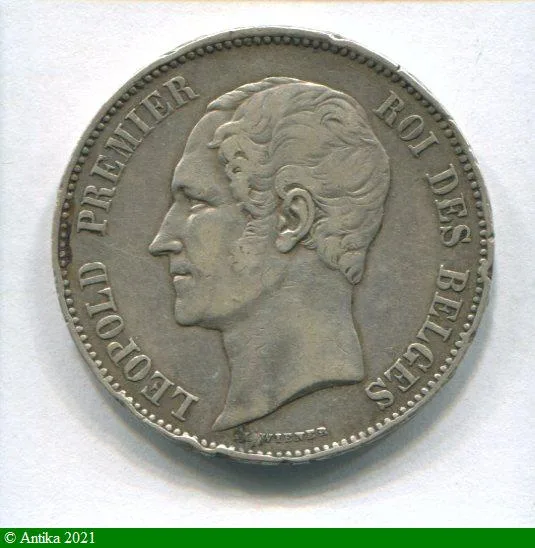 5 FRANCS Argt LEOPOLD Ier T.N 18000 ex RARE