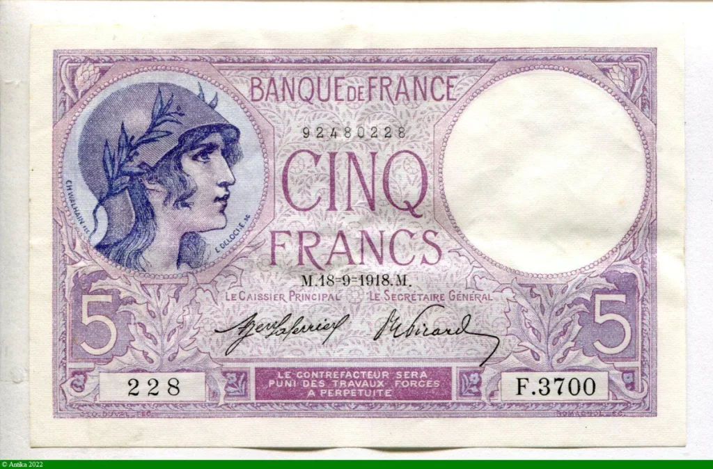 5 FRANCS VIOLET - Type 1917