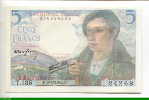 5 FRANCS BERGER - Type 1943
