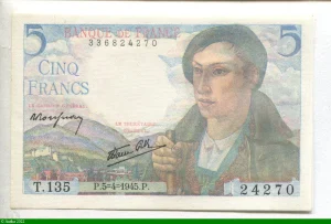 5 FRANCS BERGER - Type 1943
