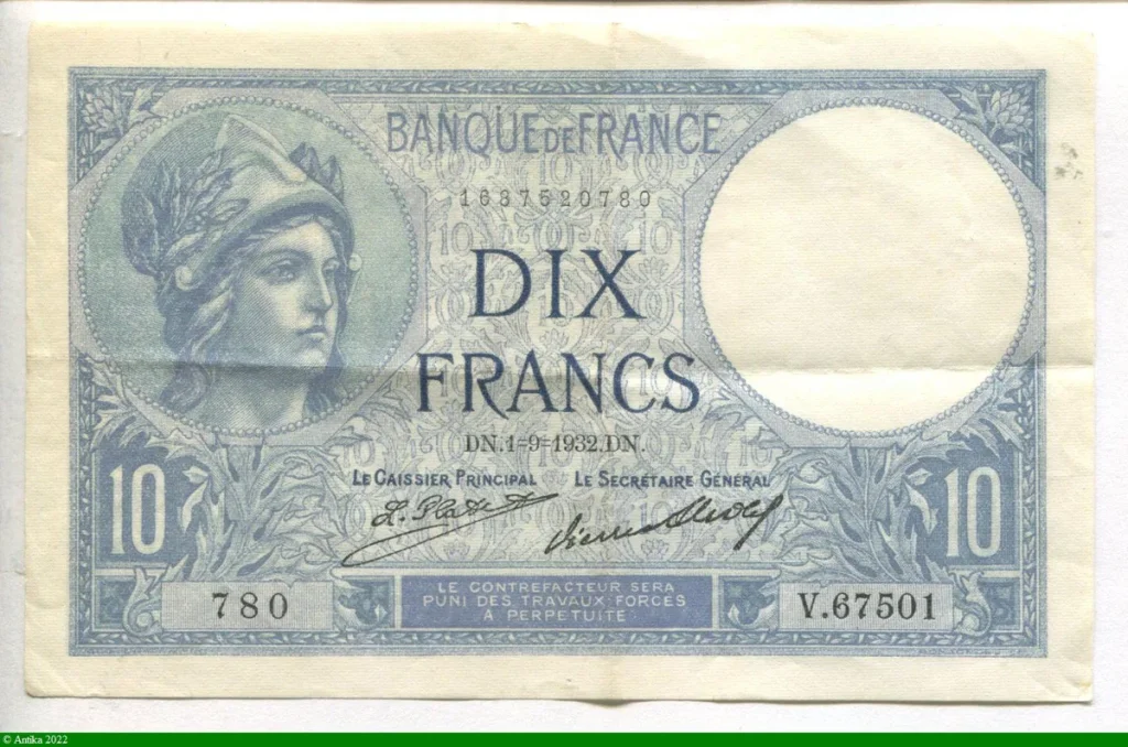 10 FRANCS MINERVE - Type 1915