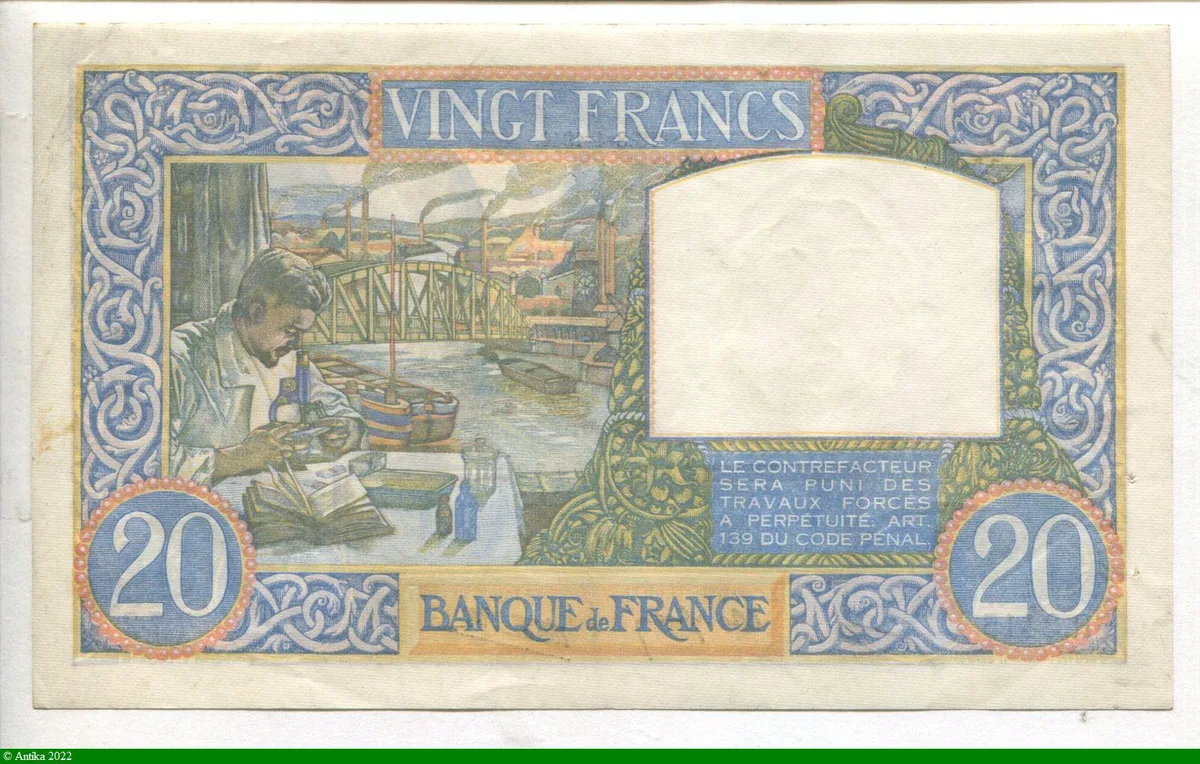 20 FRANCS SCIENCE & TRAVAIL - Type 1940