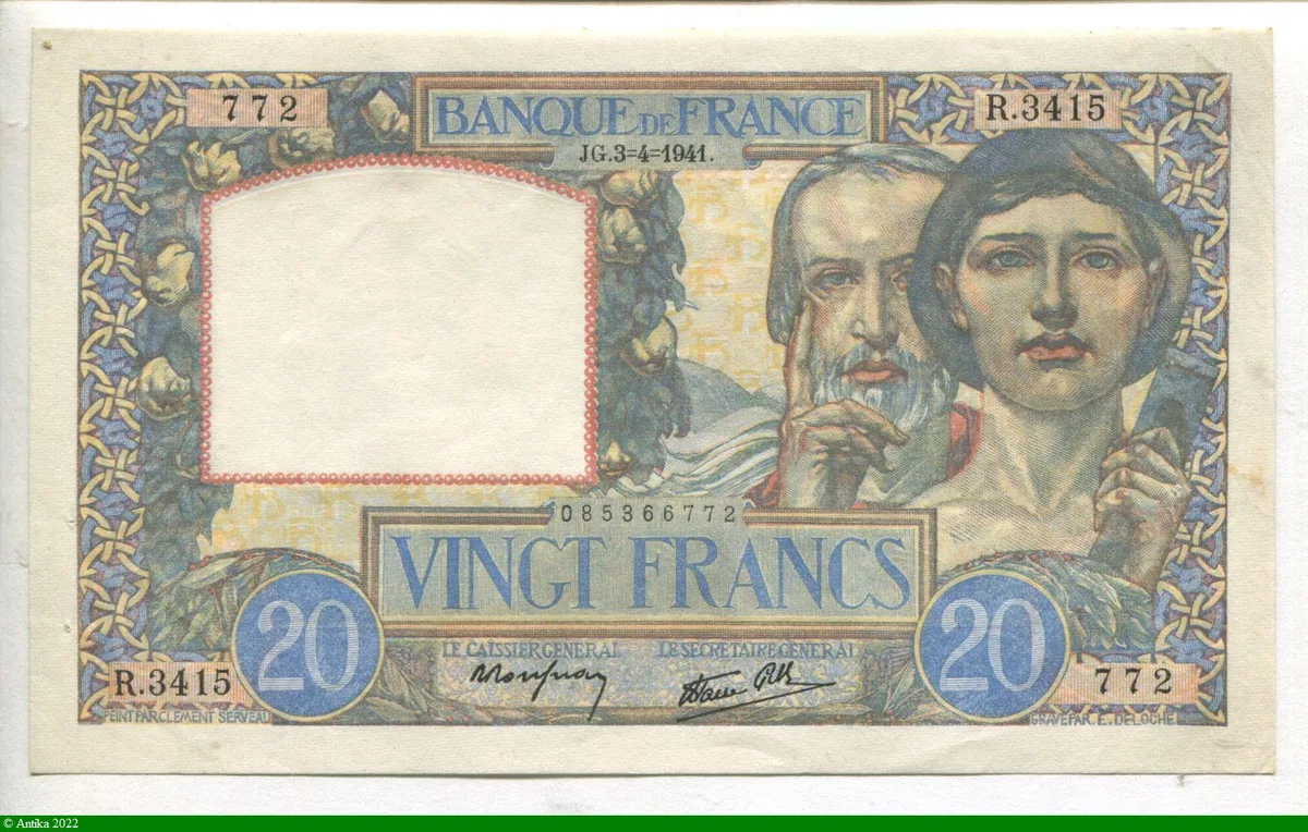 20 FRANCS SCIENCE & TRAVAIL - Type 1940