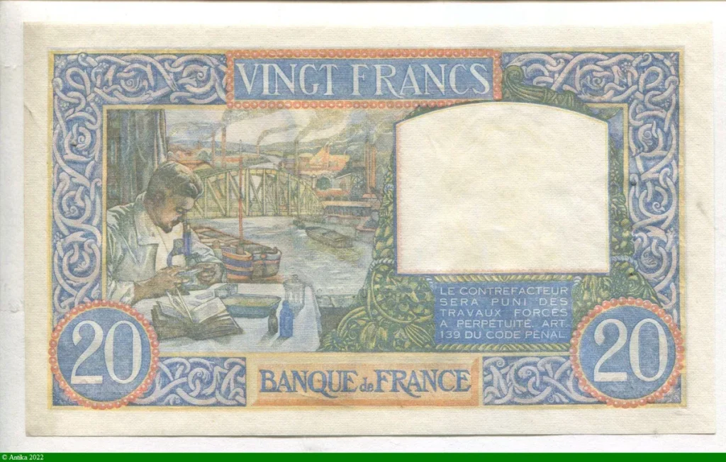 20 FRANCS SCIENCE & TRAVAIL - Type 1940