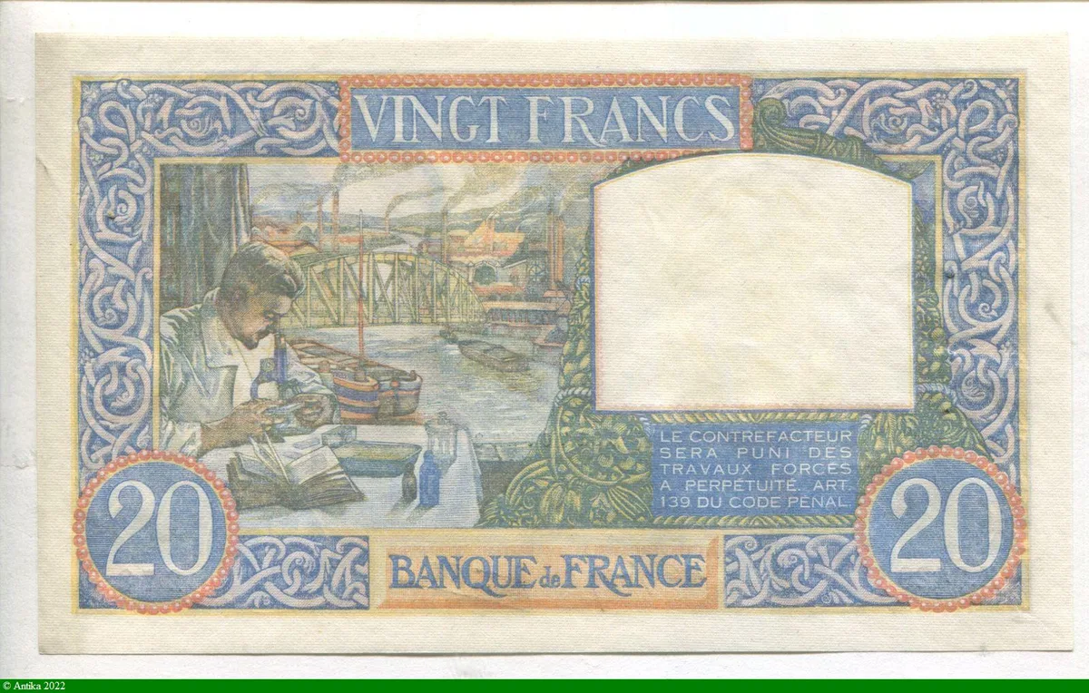 20 FRANCS SCIENCE & TRAVAIL - Type 1940