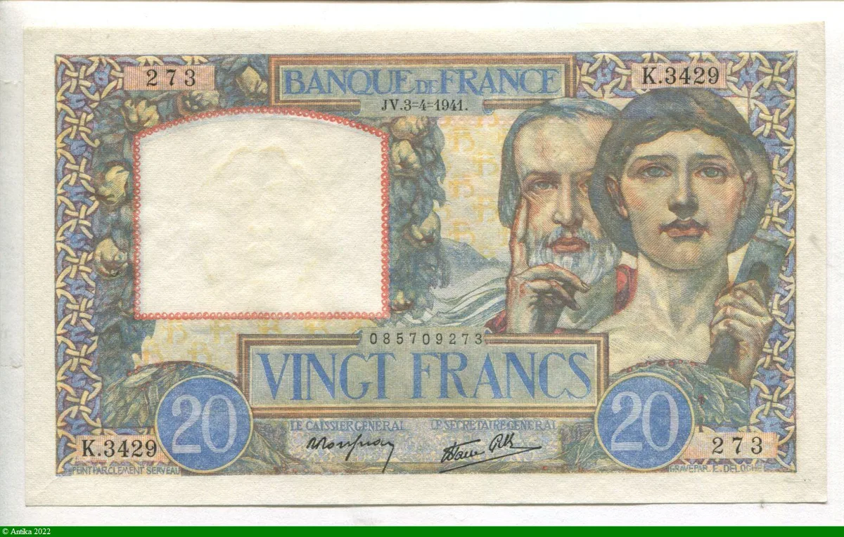 20 FRANCS SCIENCE & TRAVAIL - Type 1940