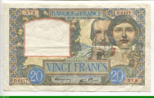 20 FRANCS SCIENCE & TRAVAIL - Type 1940