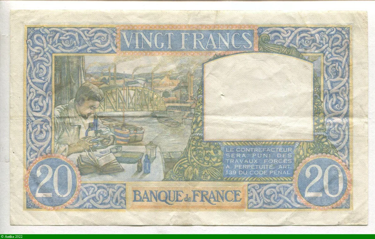 20 FRANCS SCIENCE & TRAVAIL - Type 1940